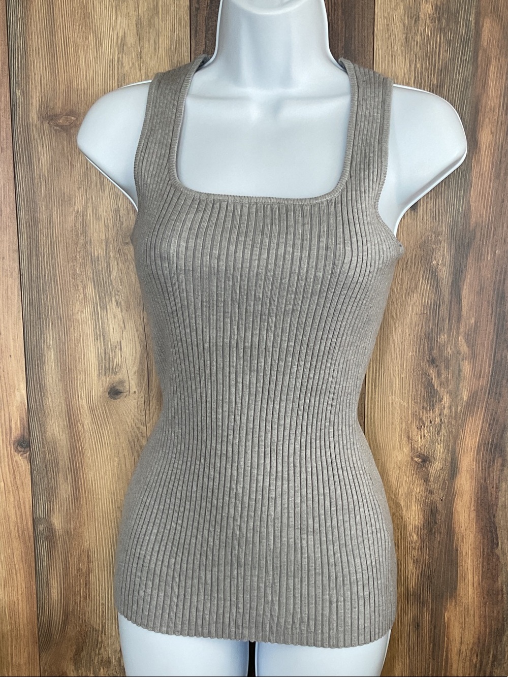Merokeety Stretch Ribbed Square-Neck Fitted Sweater Tank Top XL    371B